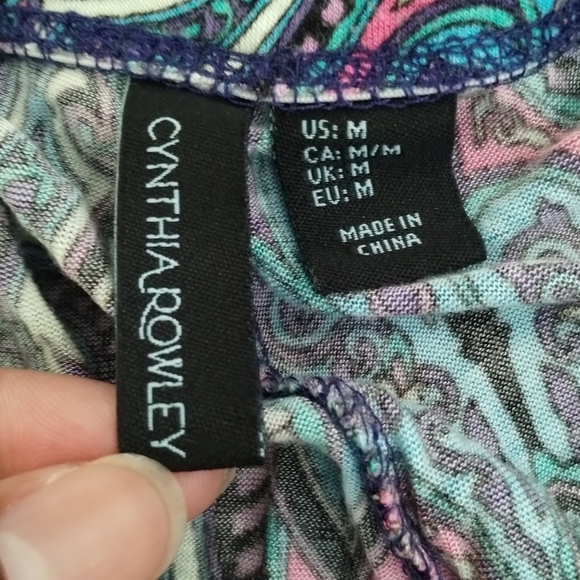 Cynthia Rowley Mid-Rise Paisley Floral Print Wide Leg Palazzo Drawstring Pants - Picture 5 of 14